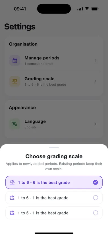 Choosing the grading scale — by its shape, not by country